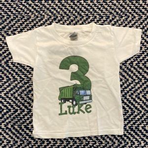 Birthday shirt for Garbage truck fan - Luke 3 years 3T